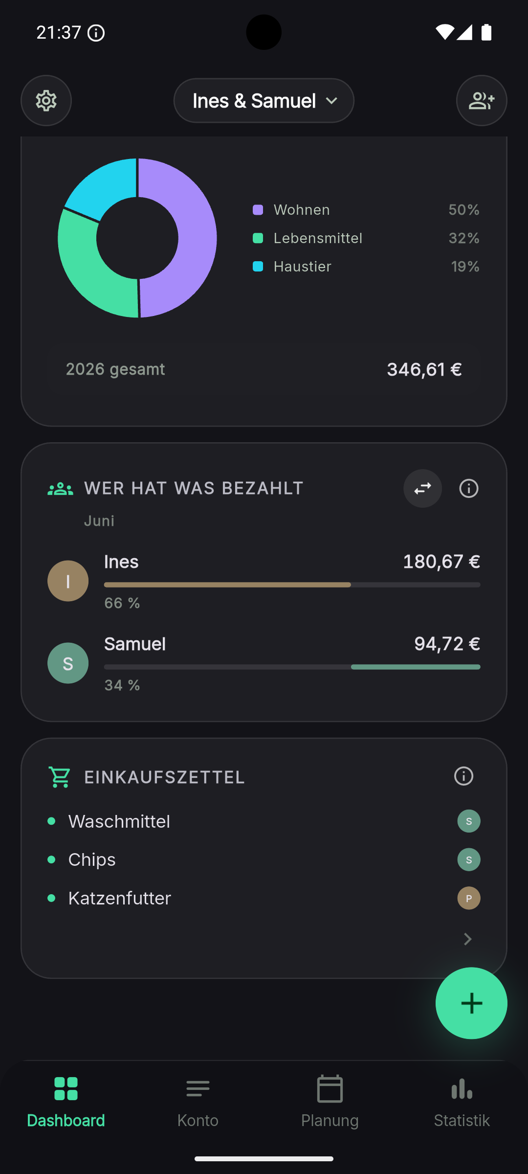 Geteiltes Buch — wer hat was bezahlt